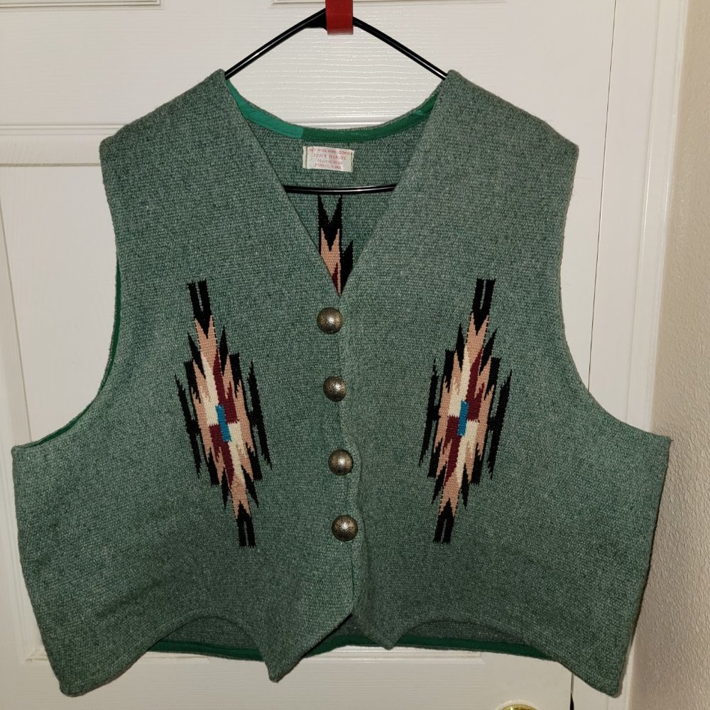 Vintage John Trujillo's Weaving House Chimayo New Mexico Hand Woven Wool Vest